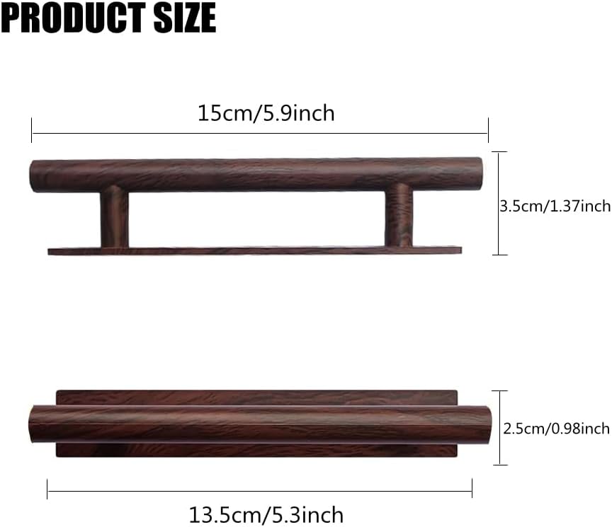 10 Pack Self-Stick Push Pull Helper ABS Plastic Wardrobe Handle Instant Cabinet Drawer Furniture Handles (Dark Brown)