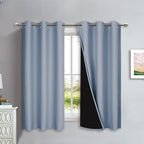 NICETOWN 100% Blackout Lined Curtains, Vintage Blue, 1 Pair, 2 Thick Layers by NICETOWN