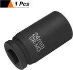 HARFINGTON 4 Point Square Socket 3/4" Drive 24mm Metric CR-MO Phosphate Blackening Standard Wheel Impact Sockets for Auto Repair Mechanical Maintenance Home Install