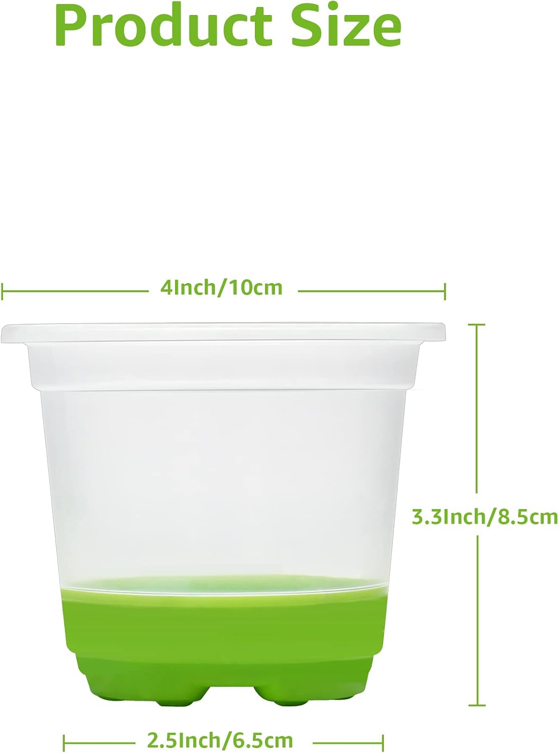 MIXC Clear Nursery Pots with Silicone Base, 4-Inch, 30-Pack