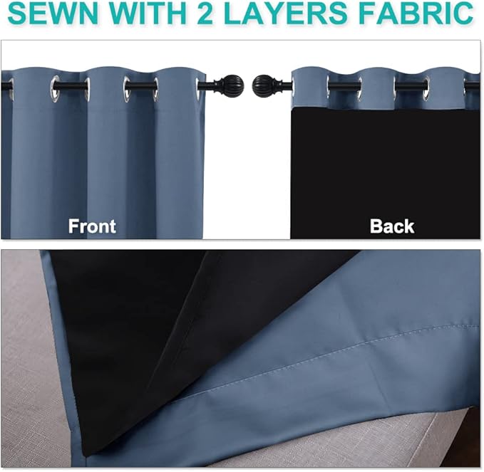 NICETOWN Full Shade Curtain Panels 72 inches Long, Pair of Energy Smart & Noise - Image 5