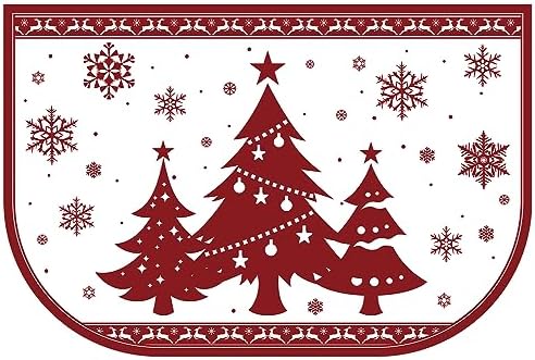 Ceenna Christmas Fireplace Hearth Rug Fire Resistant 24x36,White,Snowflake