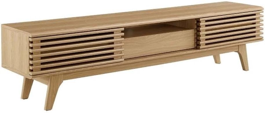 Modway Render Mid-Century Modern Low Profile 70 Inch TV Stand in Oak, 70"