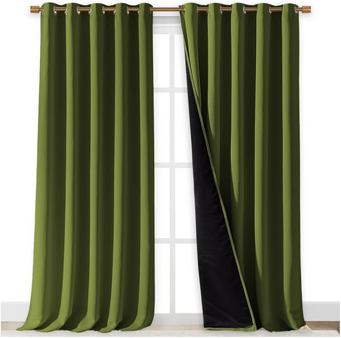 NICETOWN Full Shading Curtains for Windows, Olive Green, 70 inches W x 95 - Image 2