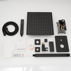 Shower Faucet Set Complete, Wall Mount Shower System for Bathroom 12 Inch High-Pressure Rainfall Shower with Handheld, Rough-in Valve Body and Trim Kit, Matte Black