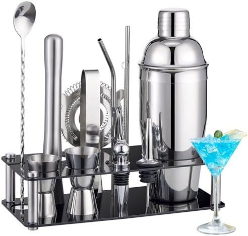 Bartender Kit,15 Pcs Cocktail Shaker Bar Tool with Acrylic Stand