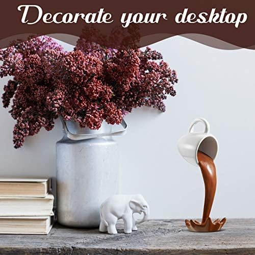 Jetec Floating Coffee Cup Sculpture Spilling Mug Decor, Brown Floating