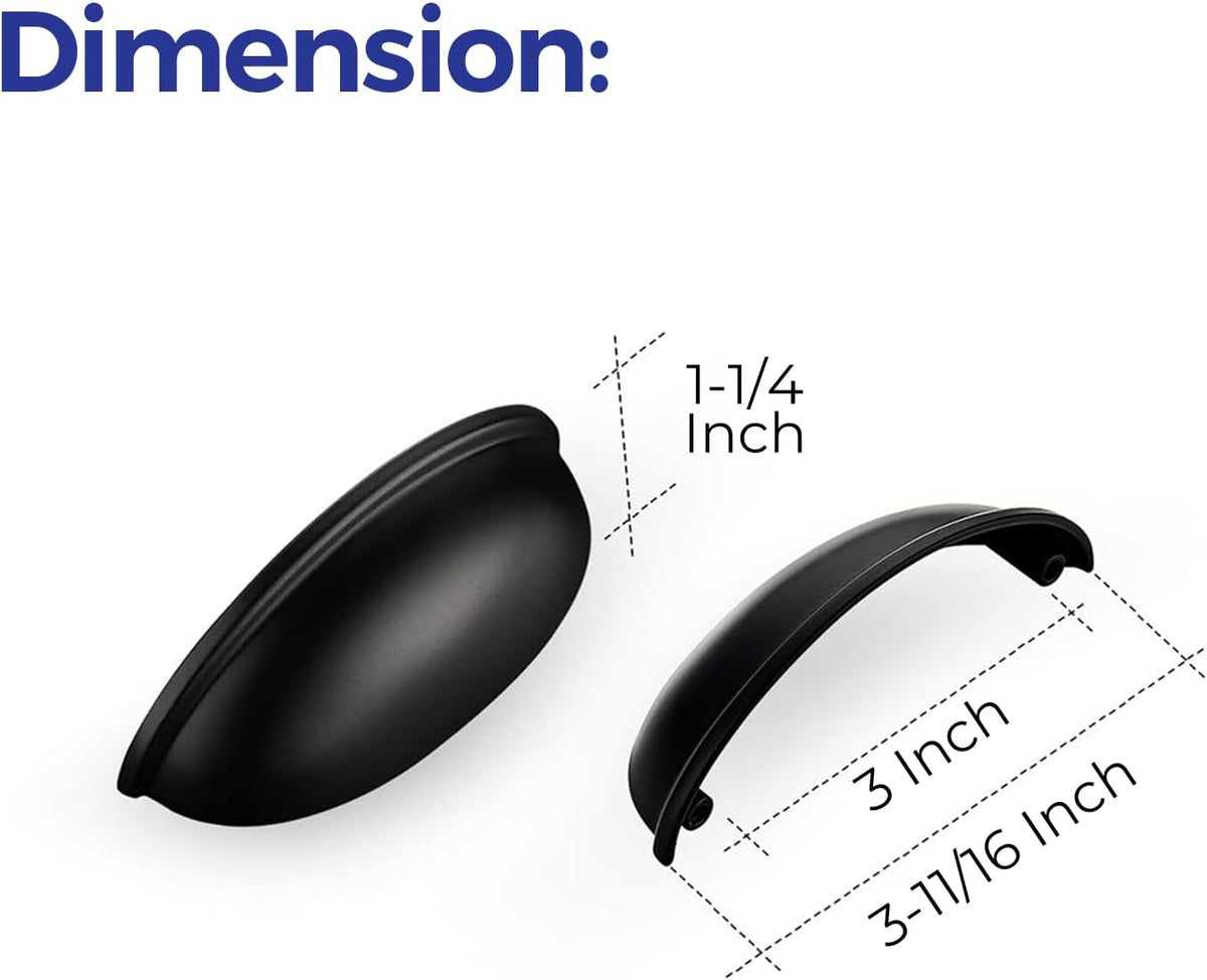 Ravinte Matte Black Drawer Pulls Cabinet Cup Pulls 3 Inch 10 Pack