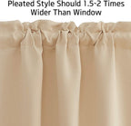 NICETOWN Farmhouse Valances for Kitchen/Bathroom/Living Room/Bedroom Blackout Privacy Adjustblae Rod Pocket Short Winow Curtains for Cafe/Loft/Office, 1 Pair, 42" x 18" + 1.6" Header, Biscotti Beige