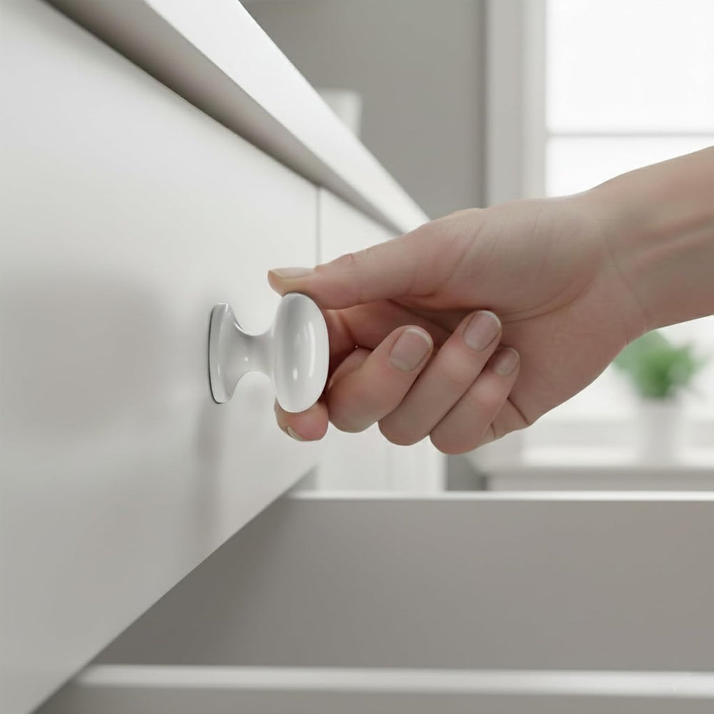 trust4care 4-Pack Ceramic White 1.5" Bifold Closet Door Cabinet Knobs Pulls