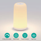 Touch Bedside Table LED Lamp, [Sleek Design & RGB Mode] Multi-Color Dimmable with Warm White Lights, Birthday Gifts for Women Mom, Smart Nightstand Small Lamp for Bedroom Living Room Home Decor