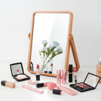 ZOROSY Desk Makeup Mirrors with Wood - Small Table Mirror with Stand
