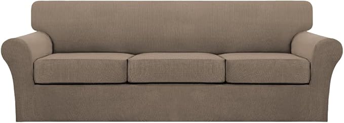 Turquoize 4 Piece Sofa Covers for 3 Cushion Couch Sofa Slipcover Soft Couch by Turquoize