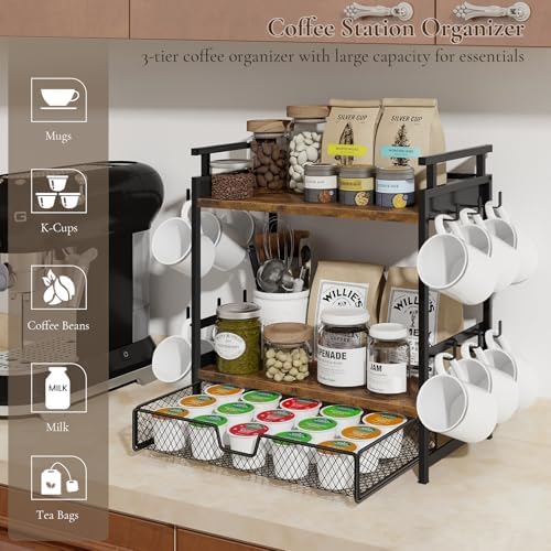 Coffee Bar Organizer for Countertop, Coffee Station Organizer