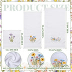 Moukeren 3 Pcs Floral Hand Towels Boho Wildflowers Cotton Bath Towel Set
