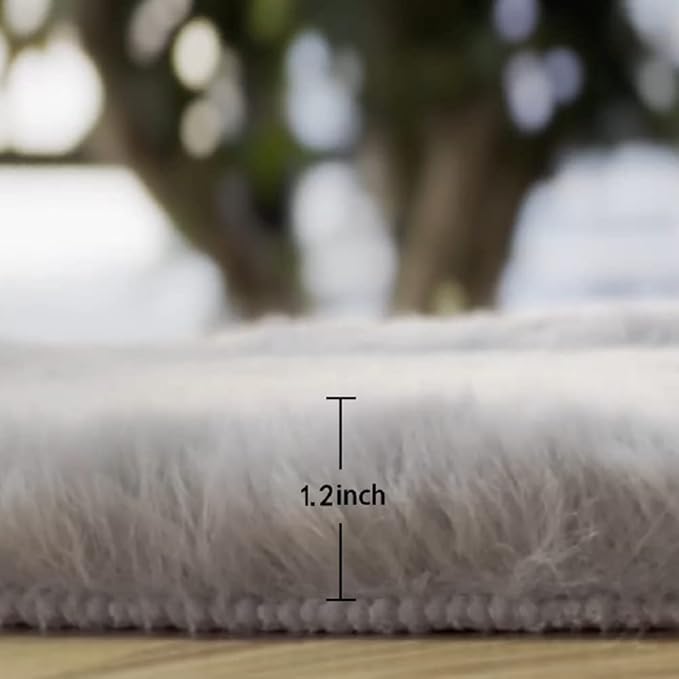 ORINOVA Grey Runner Fuzzy Rug for Bedroom Washable Fluffy Nursery Rugs for - Image 2