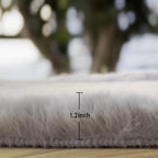 ORINOVA Grey Faux Rabbit Washable Furry Fur Area Rugs - Image 2