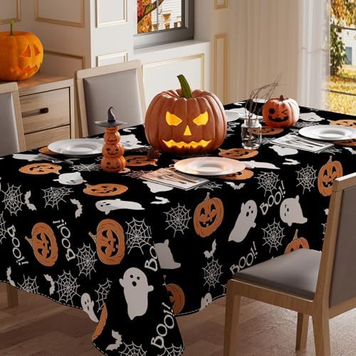 XCHI Halloween Spooky Ghost Rectangle Tablecloth Decorations 60x84 Inch