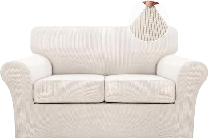 Turquoize 3 Piece Sofa Covers for 2 Cushion Couch Loveseat Slipcover Soft Couch by Turquoize