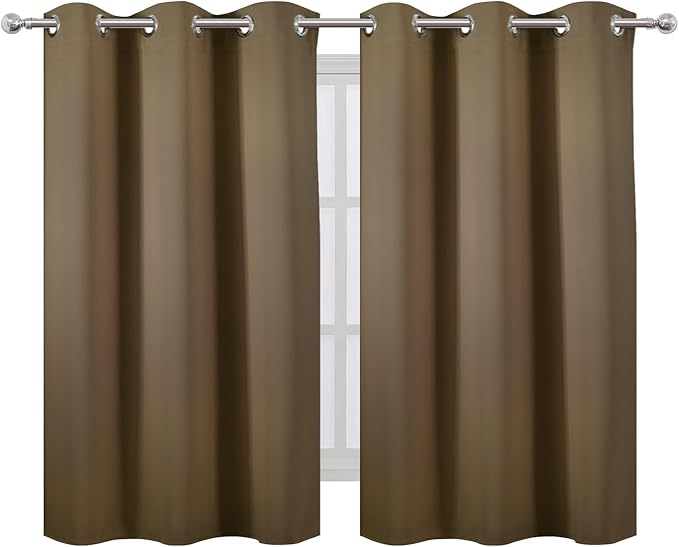 LEMOMO Brown Blackout Curtains/38 x 54 Inch/Set of Two Panels Grommet Living - Image 2