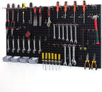 Pegboard Smith 48x24 inch Black Metal Pegboard Kit for Wall Organization with Hooks, Garage Storage Bins, and Utility Tool Board, Efficient Tool Organizer Peg Board
