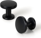 Antique Brass Cabinet Knobs, 1-3/16 Inch Round, Set of 12, Single Hole