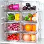 Clemate 8Pack Stackable Kitchen Storage Organizer,Pantry Organizers and Storage, Foods Organizer Bins, Fits Kitchen, Pantry, Cabinet, Closet, All Purpose Portable Household Containers