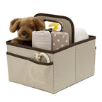 Delta Children Portable Nursery Caddy - Essential Lightweight Storage Bin with Multiple Compartments - Easy Storage/Organization Solution, Beige