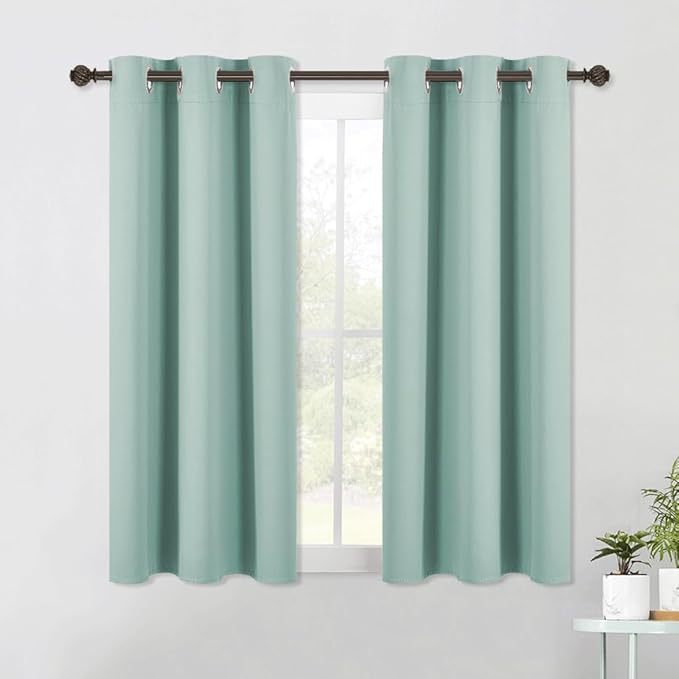 NICETOWN Aqua Blue Kitchen Blackout Short Curtain Panels by NICETOWN