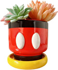 Red Cartoon Mouse Resin Planter with Drainage & Saucer,4.5In Decorative Plant Pots