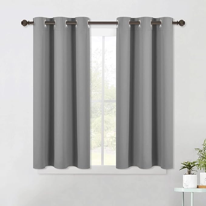 NICETOWN Silver Grey Small Window Blackout Curtain Panels by NICETOWN