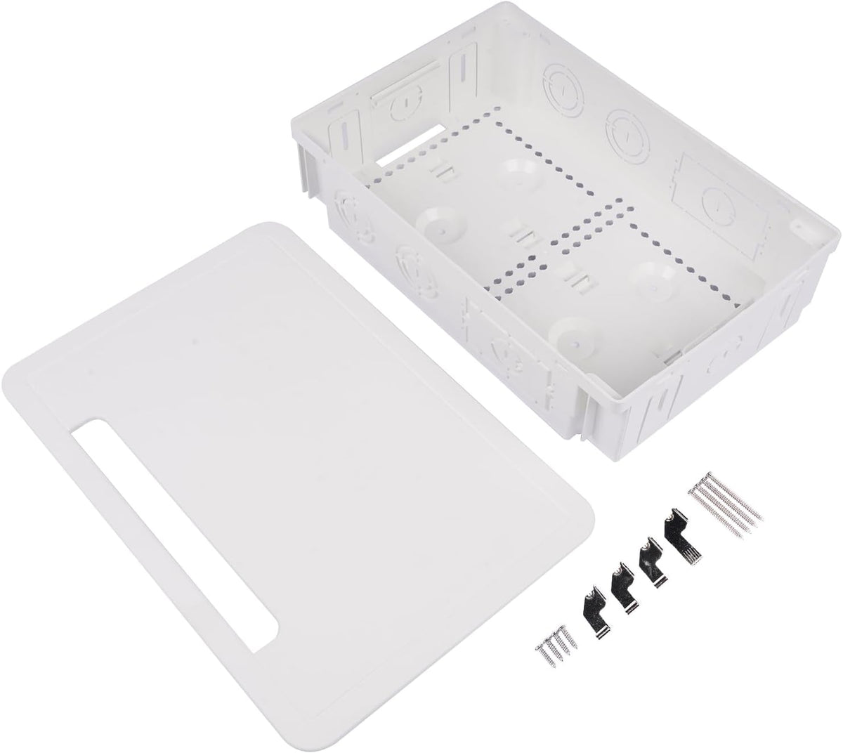9" in-Wall Media Box in Wall Cable Management Kit Recessed TV Outlet & Network Enclosure Compatible with Roku, Apple TV, Fire Stick, Fits 16" Stud Bay