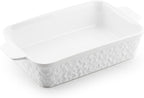 Dafuceramic Casserole Dish for Oven, 4.2 QT Baking Dish, 9x13 Large Porcelain Baking Pan, Durable Rectangular Lasagna Pan Deep with Handles, Microwave Oven Safe, Home Decor, Wedding Gift, (Khaki & Blue)