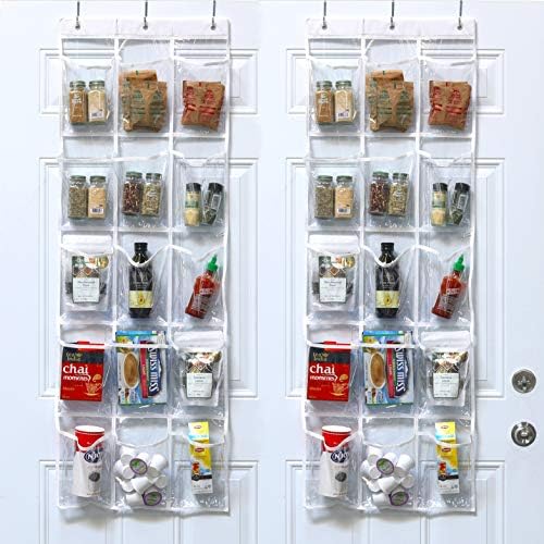 Simple Houseware 15 Pockets Clear Over the Door Pantry Organizer, 2 Pack