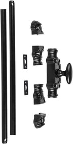 A29 Hardware 2 Feet Oval Style Iron Cremone Bolt for Cabinets, Black Powder Coat Finish