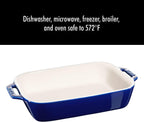 Staub 2-Pc Rectangular Ceramic Baking Dish Set, Oven Safe Up To 570°F, Blue