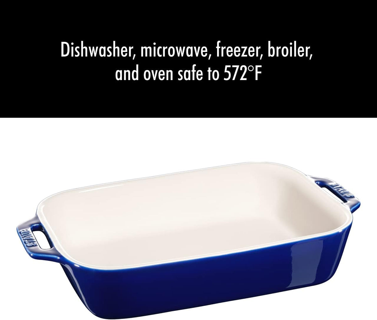 Staub 2-Pc Rectangular Ceramic Baking Dish Set, Oven Safe Up To 570°F, Blue