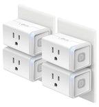 Kasa Smart Plug HS103P4, Smart Wi-Fi Outlet, Touch Actuator, Works with Alexa, Echo, Google Home, No Hub Required, 15 Amp, UL Certified, 4-Pack, White