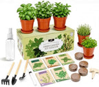 Herb Garden Kit, Indoor Herb Garden Starter Kit with Pots & Herb Seeds, Beautiful Gift Box, Gardening Gift for Women & Mom, Birthday, Christmas & Housewarming