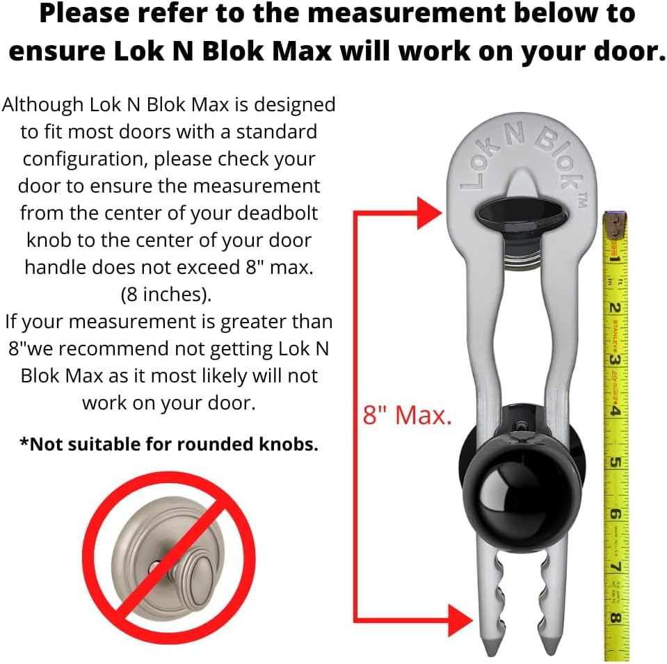 Portable Deadbolt Door Lock Device Lok N Blok Max Requires No Tools to Install Protection from Key Bumping Proof Door Guard Defender Home Apartment Travel Safety Security Made of Sturdy ABS Plastic