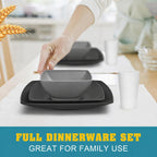 Teivio 40-piece Kitchen Wheat Straw Square Dinnerware Set,Service for 10, Unbreakable Dinner Plates, Salad Plates, Snack Bowls, Cups 13.5 oz, Dishwasher Safe, Plastic Outdoor RV Dishes,Gray Ombre