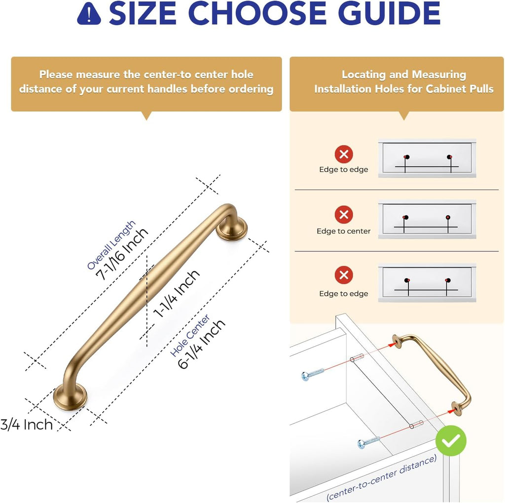 Ravinte Champagne Bronze Cabinet Handles Solid Pulls 6-1/4 Inch 10 Pack