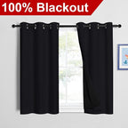 NICETOWN Black 100% Blackout Curtains 45 inches Length, 2 Thick Layers - Image 2