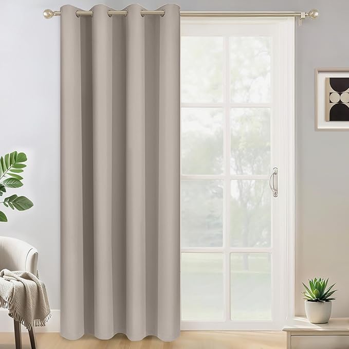 Yakamok Wide Thermal Blackout Patio Door Curtain Panel, Natural Grommet Sliding by Yakamok