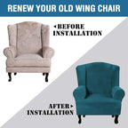 H.VERSAILTEX Wingback Chair Covers Velvet Plush Wing Chair Slipcover 1 Piece - Image 8