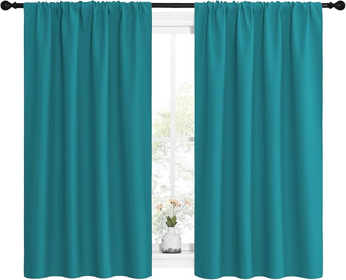 NICETOWN Peacock Blue Blackout Curtains Panels - Image 2
