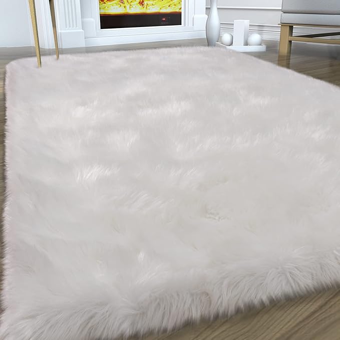 Faux Fur Area Rug, Indoor Plush Floor Carpets - Image 2
