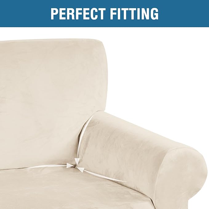 H.VERSAILTEX Stretch Velvet Armchair Cover Couch Covers 1 Cushion Chair - Image 4