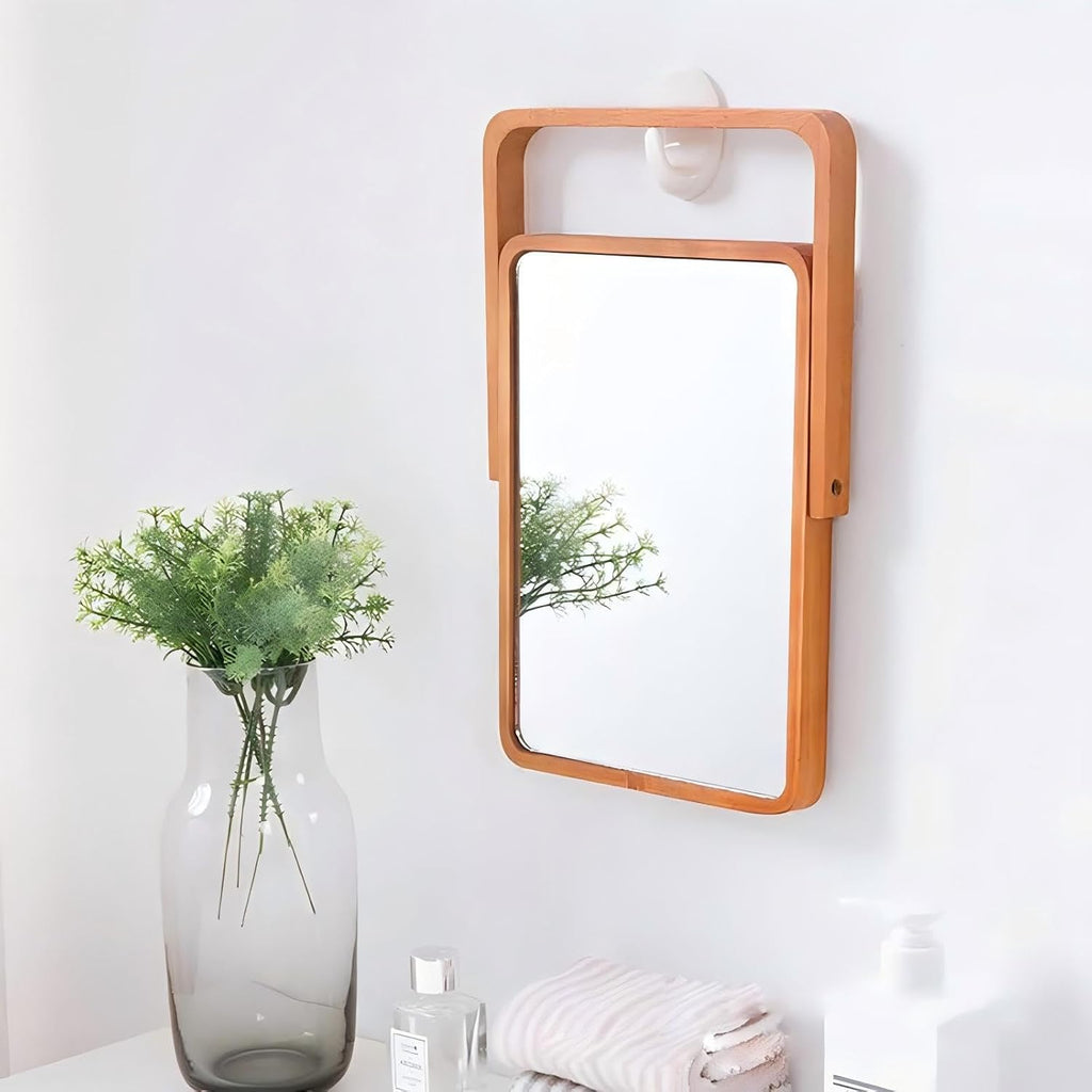 ZOROSY Desk Makeup Mirrors with Wood - Small Table Mirror with Stand