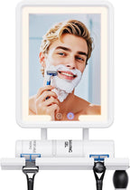 Heated Shower Mirror Fogless for Shaving (Gen 3) - 3 Colors Stepless Dimmable Lights, Anti-Fog Shaving Mirror with Razor Holder, No-Drilling, Removable - Black